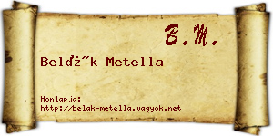 Belák Metella névjegykártya